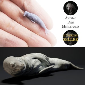 Leopard Seal Miniature - 1:87 HO scale for diorama, dollhouse, tabletop games, 3d printed / licensed from Animal Den Miniatures (1 animal)