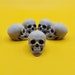 Human skulls with bottom jaw, set of 5 great for 6 inch and 7 inch scale dioramas, horror scenes, terrariums. Fun action figure accessories. 
