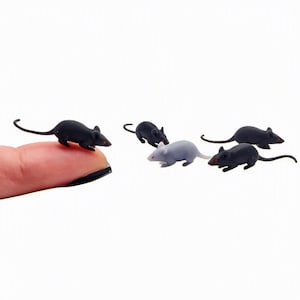 Ratas en miniatura - Réplica de ratón en escala 1:12 para dioramas de terror, casas de muñecas y manualidades (juego de 5)