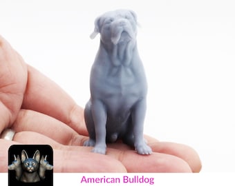 American Bulldog - 1:18 Scale miniature dog for dollhouse, diorama, art craft supplies, diy gifts, unpainted model by Stereocat (1 dog)