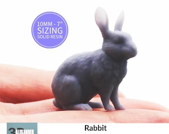 Rabbit Miniature Replica Sitting Aninal Figurine by Alexander3DArt - 10mm to 7" Sizes