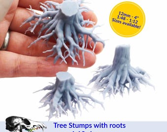 Tree stumps with Roots miniature landscape and scatter terrain for diorama and dollhouse realistic replicas by The Scale Grail