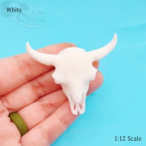 American Bison Skull Replica 1:12 scale size for desert diorama, western dollhouse, arts and crafts, miniature Steer Cow Skull 1 skull White (unpainted)
