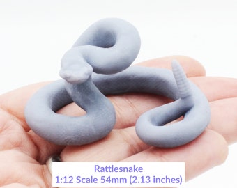 Miniature Rattlesnake - 1:12 Scale Snake for Dioramas, Dollhouse Art Craft Models Mini Realistic Animal by Alexander Kuzmenko (1 Snake)