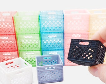 Cajas de discos apilables/cajas de leche a escala 1:12 para casas de muñecas, figuras de acción y escenografía en miniatura (juego de 3)