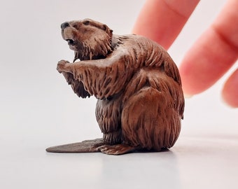 American Beaver - 1:12 scale miniature animal sized for diorama, dollhouse, small hand painted scaled 3d printed tabletop mini (1 figurine)