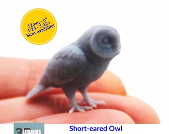 Short-eared Owl - 1:12 Scale miniature bird figurine by Alexander Kuzmenko