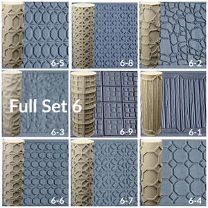 Clay Texture Roller, 4 Zoll hoch, Clay Texture Roller Seamless Design Kunsthandwerk Diorama Holz Fliesen Stein und mehr STL Loot Factory Set 6