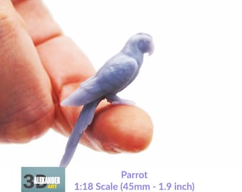 Parrot Miniature bird for 1:24 dollhouse jungle scenes and diorama collectible by Alexander3DArt