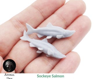 Sockeye Salmon - 1:24 Scale miniature fish for dollhouse, diorama art craft model hobby supplies by Animal Den Miniatures (2 pieces)