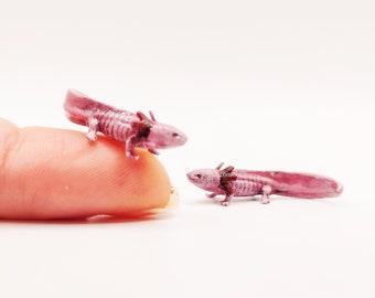 Axolotl - 1:12 scale miniature amphibian animal salamandar for water diorama, dollhouse, small hand painted scaled 3d printed tabletop mini