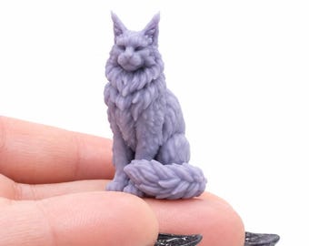 Maine Coon 1:12 Scale Pet Cat Miniature for Dollhouse, Diorama, Art Craft Supplies by The Scale Grail (1 Cat)
