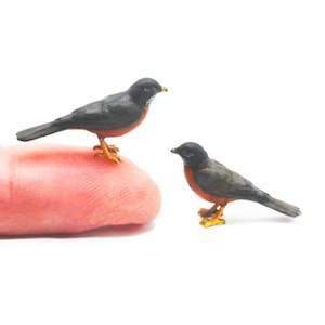 Figuras de petirrojos a escala 1:12, ideales para casas de muñecas, dioramas y manualidades, de The Scale Grail (2 aves).