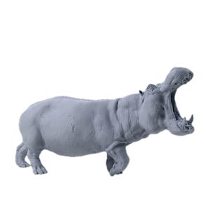 Hippo 1:24 scale and smaller miniature figurine 12mm resin inserts for dice jewelry arts crafts model by Animal Den Miniatures