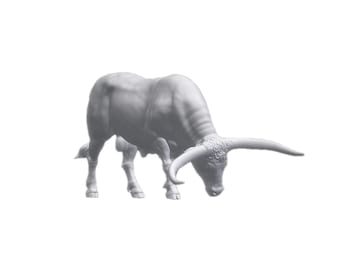 Texas Longhorn Grazing miniature diorama dollhouse figurine tiny 12mm and larger model by Alexander3DArt