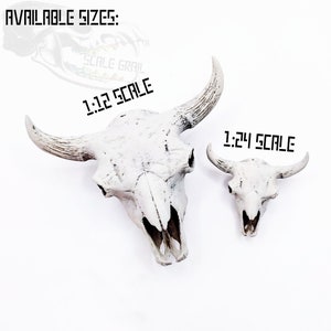 American Bison Skull Replica- 1:12 scale size for desert diorama, western dollhouse, arts and crafts, miniature Steer Cow Skull (1 skull) image 7