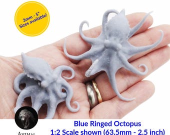 Blue Ringed Octopus - 1:1 Scale - 3mm miniature ocean figurine Choose a size super tiny for dice arts crafts by Animal Den Miniatures
