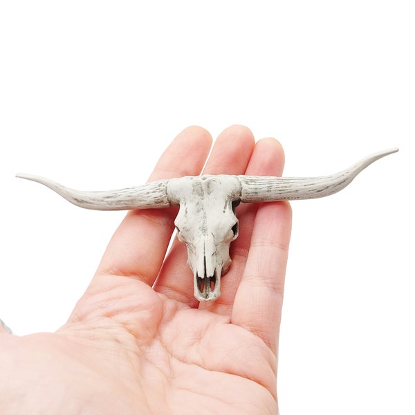 Texas Longhorn Steer Skull Réplica escala 1:12 casa de muñecas en miniatura y decoración de diorama, arte de vestuario de muñeca personalizado y suministros para manualidades (1 cráneo)