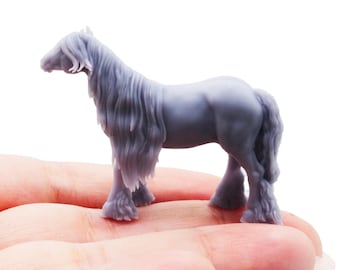 Gypsy Vanner Cob Horse 1:48 Scale Miniature Collectible Dollhouse and Diorama Animal Resin Model Figurine by Alexander3dart