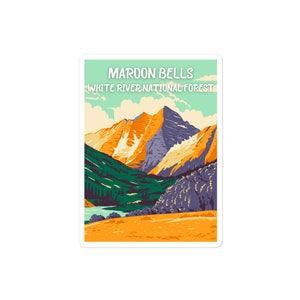 Maroon Bells in the White River National Forest Sticker Decal for laptop, water bottle, and more!