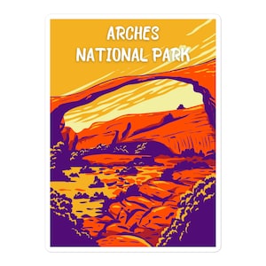 ¡Pegatina Arches National Park Adventure perfecta para computadora portátil, botella de agua y más!