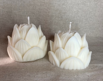 Lotus Flower Soy Wax Un-Scented Candle // Vegan Friendly. Home Accessories. Home Decor. Gift for new home. Decorative Gift. Gift for her.