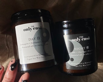 Day and Night Candles: Essential Oil Aromatherapy, Vegan Soy Wax
