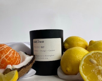 Yuzu (Lemon) Candle / Lemon, Orange and Coconut Scented Soy Wax Candle. Fruity Scented Candle. Japanese Candle. Vegan And Eco Friendly