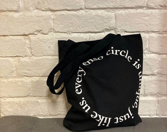 only ensō Tote Bag / Organic Black Tote Bag. Denim Tote Bag. Re-Useable Shopping Bag. Shoulder Bag. Black Canvas Bag. Womens Bag.