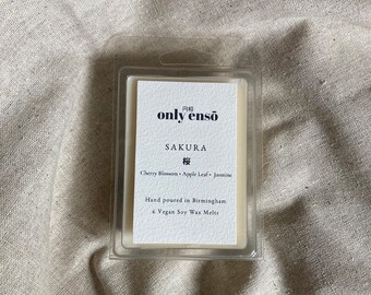 Sakura Wax Melts: Cherry Blossom, Apple Leaf and Jasmine Scented Soy Wax Melts.
