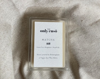 Matcha Wax Melts / Green Tea, Bergamot and Lily Scented Soy Wax Melts. 6 Fresh Scented Wax Melts. Vegan Friendly. Matcha lovers gift.