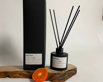 Ikigai Reed Diffuser / Sandalwood And Mandarin Masculine Scented Reed Diffuser. Home Reed Diffuser. Black Reed Diffuser. Vegan Diffuser.