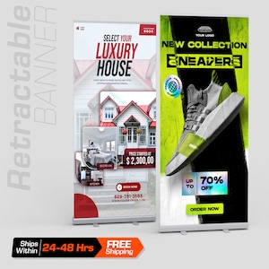 Einziehbares Banner, verstellbare Banner, Pop-up-Banner, Roll-up-Banner, Werbebanner