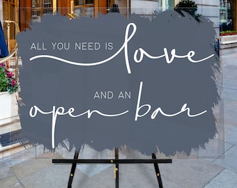 Brushed Sign, Wedding Welcome Sign, Custom Acrylic Sign, Clear Acrylic sign, Back Painted Acrylic, Bridal Shower Sign