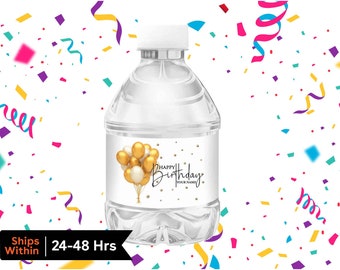Happy Birthday Label, Water Labels, Water Bottle Labels, Waterproof Labels