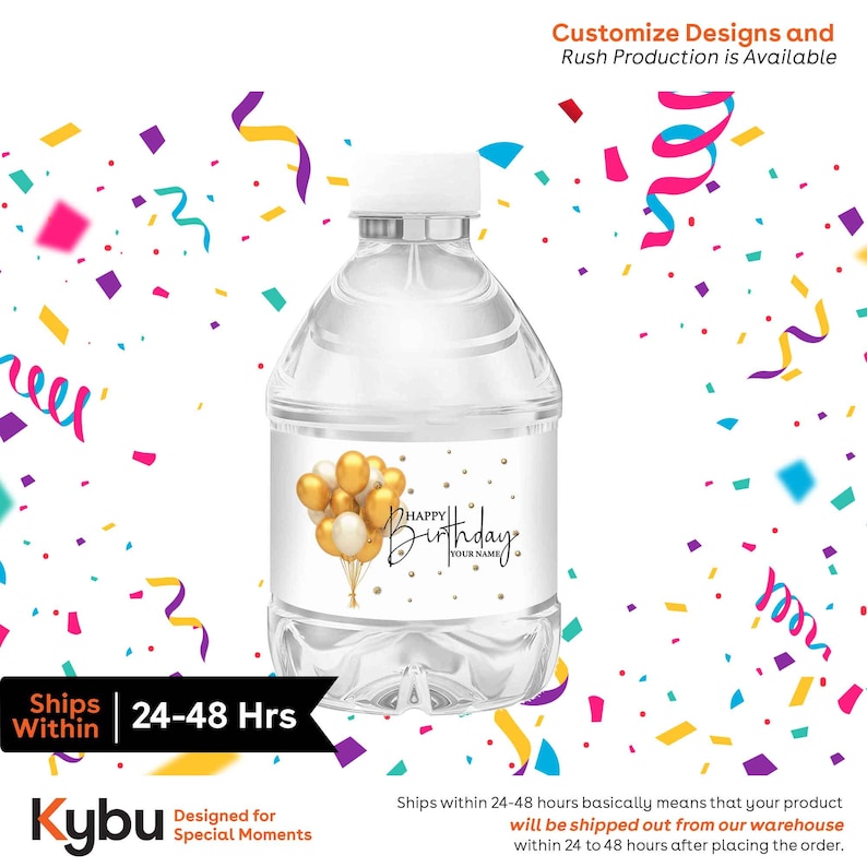 Happy Birthday Label, Water Labels, Water Bottle Labels, Waterproof ...