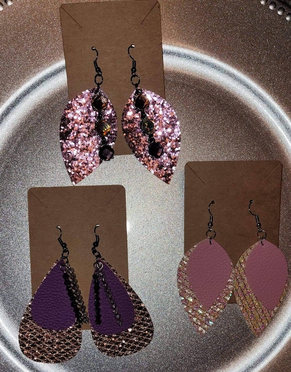 Faux leather earrings Etsy