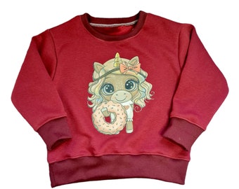 Girl sweatshirt with unicorn, unicorn jumper, glitter unicorn jumper