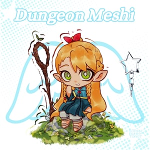 PRÉ-VENDA - Chibi Marcielle-Dungeon Meshi - Charm 4&quot; Pingente de acrílico transparente dupla face -