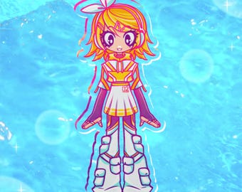 Vocaloid Kagamine Rin | 4" Double Sided Acrylic | Video Game Charm | Indie Fanart Gift | Niche Indie Game Charm