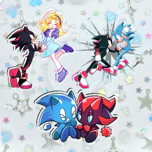 Sonic Keychains | Shadow and Maria, Sonadow, and Chao Charms | 4-Inch Acrylic Fanart
