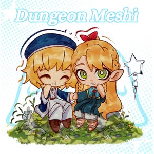 PREORDER- Chibi Marcielle and Falin-Dungeon Meshi -Charm 4&quot; Double Sided Clear Acrylic Charm-