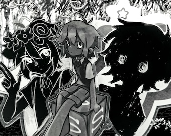 OMORI Stranger Charm Set | Blackspace Basil | 4 inch Double Sided Acrylic | Video Game Charm | Indie Fanart Gift