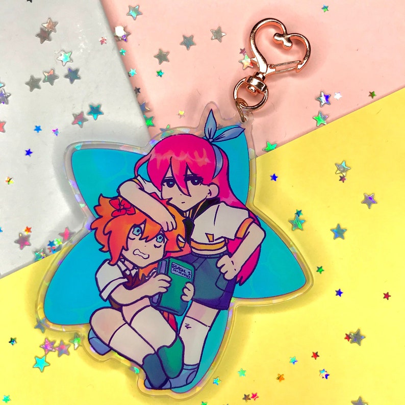 Aubrey and Basil OMORI Friendship Set-(Double Sided 4' Holographic Charm) 