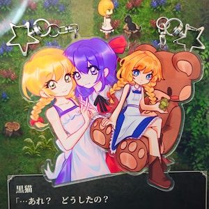 Llavero acrílico de Viola & Ellen con diseño de videojuego de doble cara