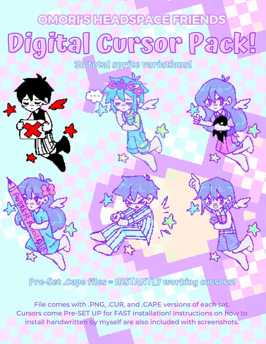 OMORI Headspace Friends Cursor Set 36 Sprites digital Download video OMORI Headspace Friends Cursor Set 36 Sprites digital Download video