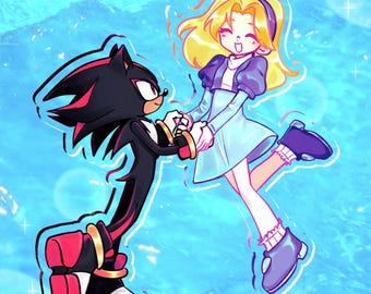 Sonic Charm with Shadow and Maria Sibling Dynamic | | 4 inch Double Sided Acrylic | Video Game Charm | Indie Fanart Gift