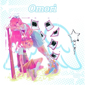 PREORDER- Aubrey and Basil -Charm 4&quot; Double Sided Clear Acrylic Charm-OMORI