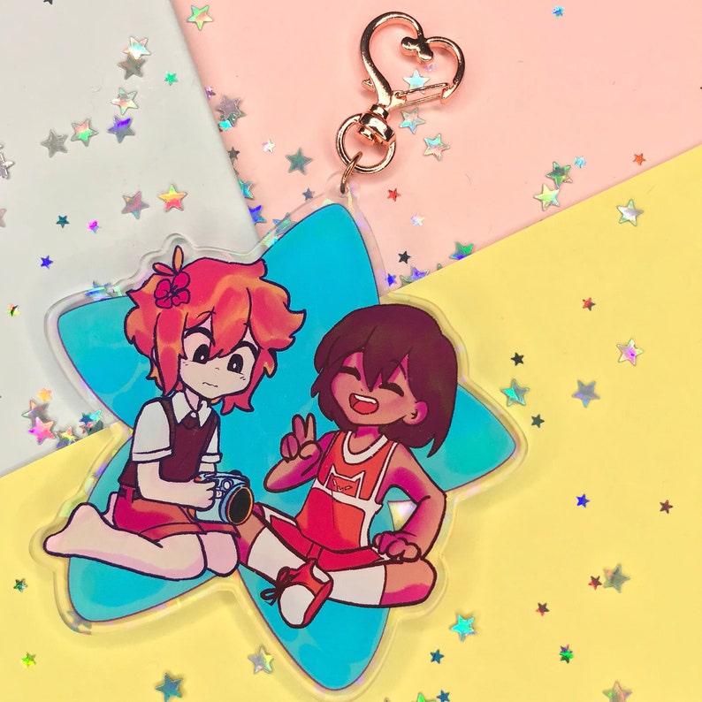 Basil and Kel OMORI Friendship Set-(Double Sided 4' Holographic Charm) 