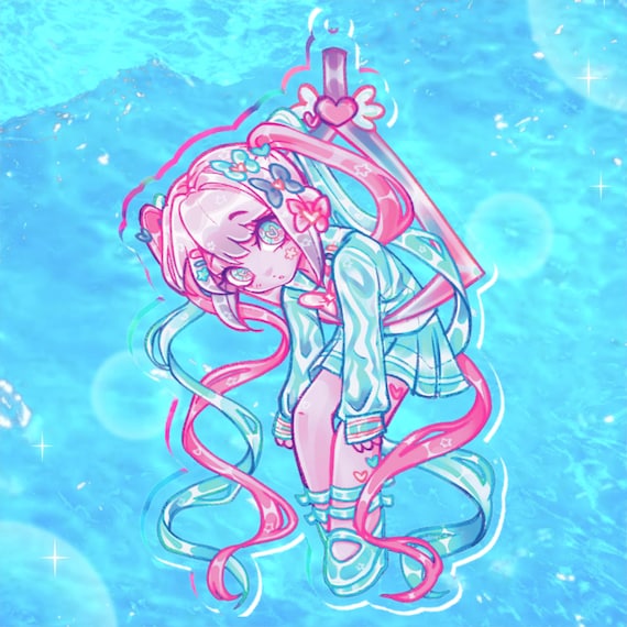 Hatsune Miku and VFlower Acrylic Charm | Gift for Vocaloid Fans -Not Holographic-